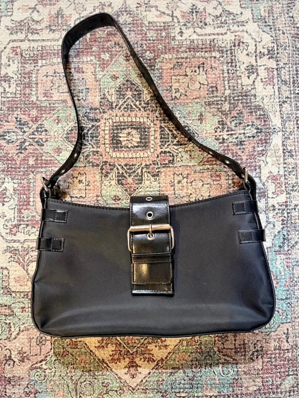 Black Buckle Shoulder Bag